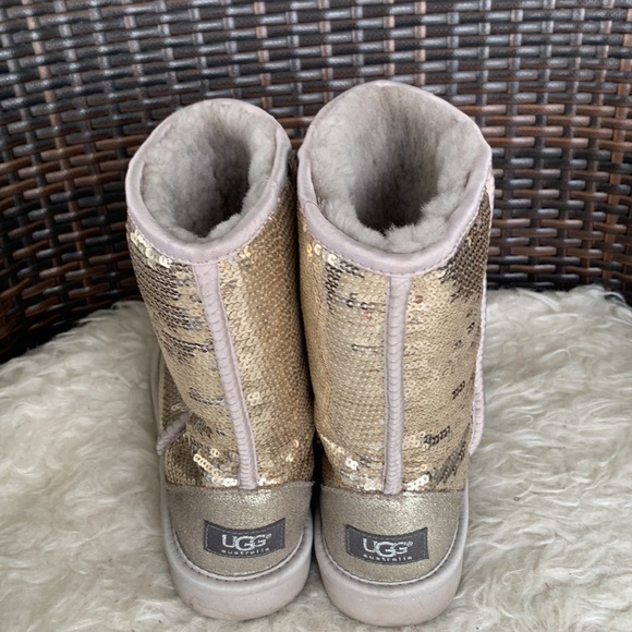 UGG Classic Gold Sequin Ankle Boots - Picture 10 of 16